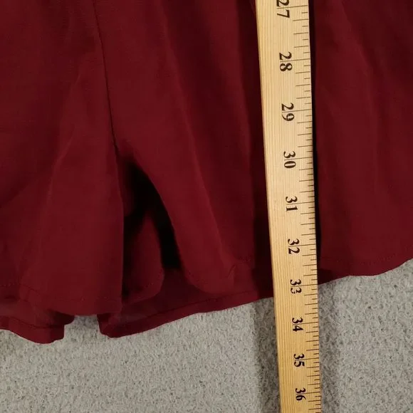 Lulus Romper Womens XL Burgundy Snap Front Sheer Lined Elastic Waist Sleeve - Picture 7 of 15